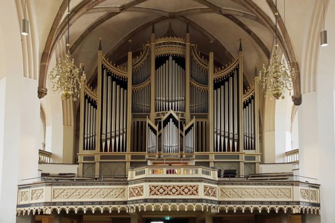 Organ of the UNESCO St. Mary's Church, interior view, town church, market square, Luther city