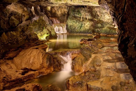 St. Beatus Caves. Underground waterfall, Switzerland, Europe