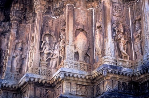 14th century Vidyashankara temple in Sringeri, Karnataka, South India, India, Asia. The niches in
