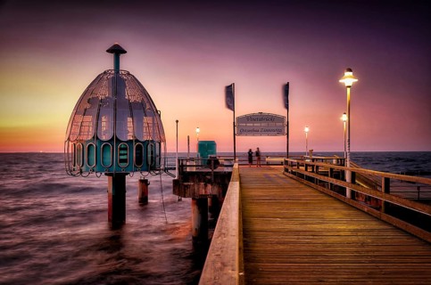 Diving gondola and pier in Zinnowitz on isle of Usedom