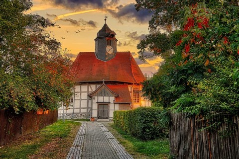 Round Church Siptenfelde Town of Harzgerode at Sunrise
