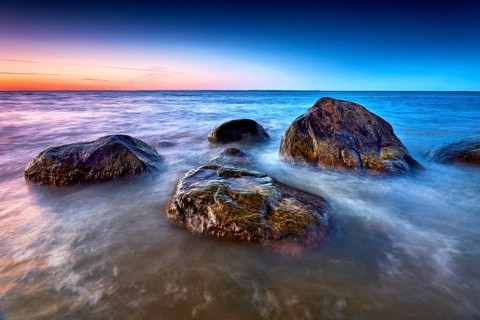 Rocky baltic seascape in the evening