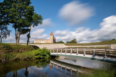 Kuressaare, Estonia - 14 August, 2021: view of the Kuressaare Episcopal Castle on Sareema Island in