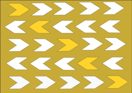 Background pattern arrows two-coloured in white and yellow, background ochre, illustration