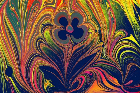 Abstract marbling floral pattern for fabric, tile design. background texture