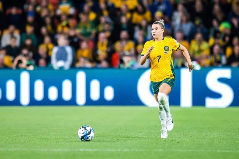 BRISBANE, AUSTRALIA, JULY 27: Steph CATLEY of Australia as Australia plays Nigeria at the FIFA