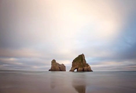 Farewell Spit New Zealand beach Rock haystacks