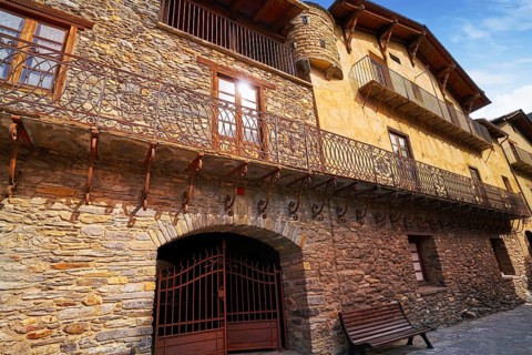 Ordino village in Andorra Pyrenees in ski area