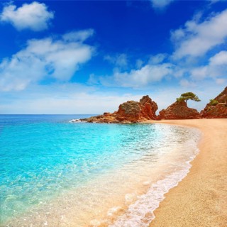 Platja Fenals Fanals Beach in Lloret de Mar at Costa Brava of Catalonia Girona Spain