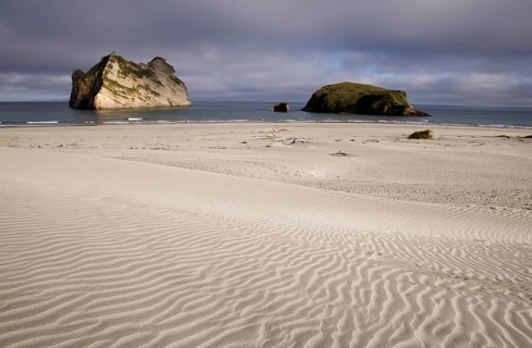 Farewell Spit New Zealand beach Rock haystacks