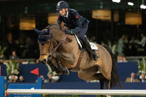 Lorenzo de Luca of Italy competes in 1.60m FEI Jumping World Cup at Jumping Amsterdam in Amsterdam,