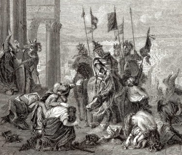 Der vierte Kreuzzug, Einzug der Kreuzfahrer in Konstantinopel, von Eugène Delacroix