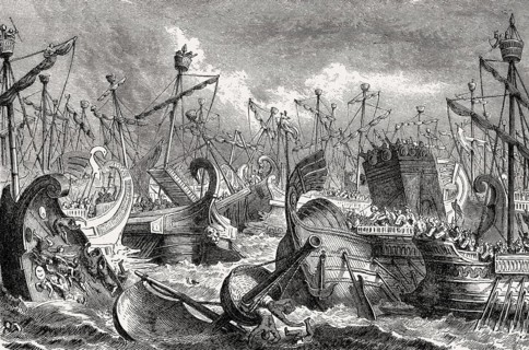 A naval battle in ancient Rome