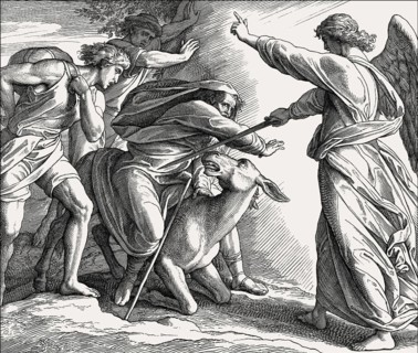 Balaam and the angel, Balaam's Donkey, Old Testament, by Julius Schnorr von Carolsfeld, 1860
