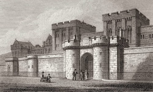 The New Jail, from Calton Hill, Edinburgh, Scotland, 19th century, Views in Edinburgh by J. & H. S.