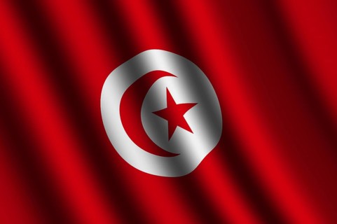 The Tunis flag flying in the wind
