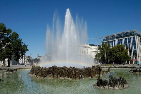 High-jet fountain by Anton Gabrielli on Schwarzenbergplatz, Vienna, Austria, Europe