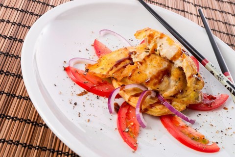 The baked fish with celery salad