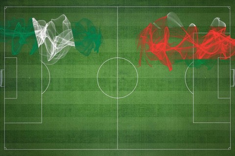 Nigeria vs Oman Soccer Match, national colors, national flags, soccer field, football game,