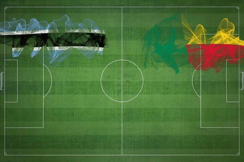 Botswana vs Benin Soccer Match, national colors, national flags, soccer field, football game,