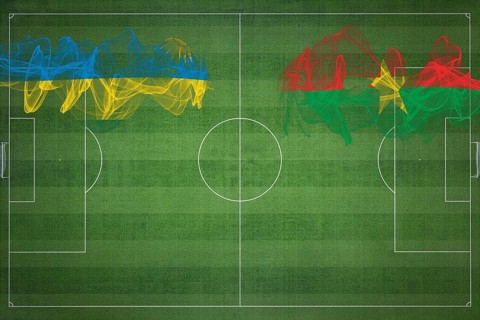 Rwanda vs Burkina Faso Soccer Match, national colors, national flags, soccer field, football game,