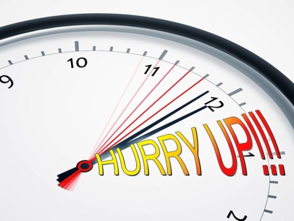 An image of a nice clock with hurry up!!!