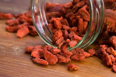 Red dried goji berries, lodz, poland