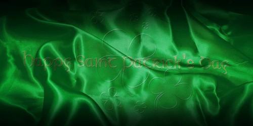Happy Saint Patrick's Day. Text With Clover Leafs Isolated On Green Irish Background 3D