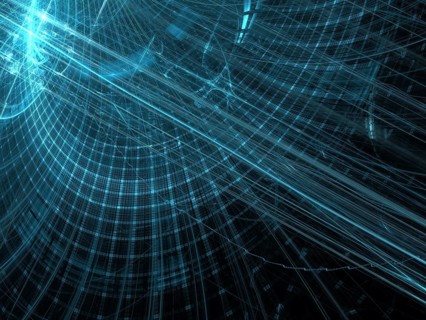 Technology background - curves, grid and light effects. Abstract computer-generated image - fractal