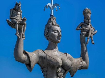 Imperia, a rotating, nine metre high concrete statue in the port of Constance, designed by Peter