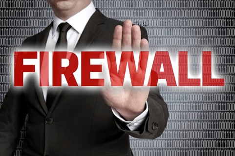 Firewall with matrix is shown by businessman