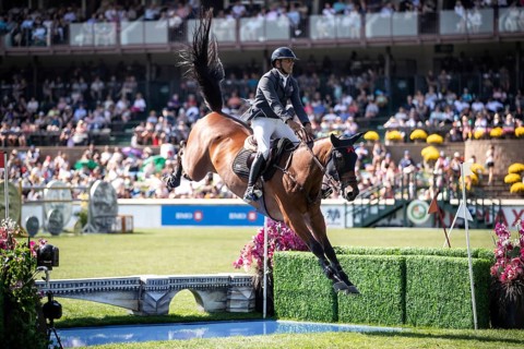 Mariano Martinez Bastida of Spain and riding Jup compete in the first round of the 1.60m CPKC