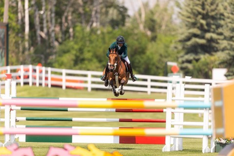 Abdulrahman Alrajhi from Saudi Arabia and riding Heartbeat W, compete in the 1.60m Grand Prix