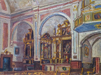 Guillem Bestard, Interior esglesia del Roser, oil on canvas, pollensa museum, Majorca, Balearic