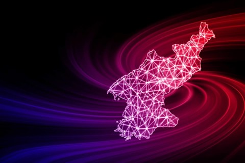 Map of North Korea, Polygonal mesh line map, modern map
