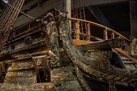 Figures on the starboard side of the Vasa, Vasa Museum Vasamuseet, Galärvarvsvägen, Stockholm,