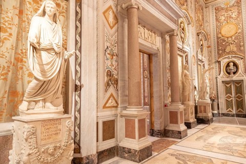Rome, Italy, 28 December 2023: Galleria Borghese, Borghese Gallery, ancient art museum interior,