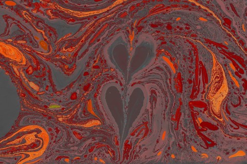 Beautiful abstract art of Ebru marbling painting techniques on water with paints