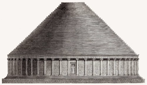 Rekonstruktion von Madghacen oder Medracen, einem königlichen Mausoleum-Tempel der numidischen