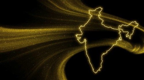 Map of India, Gold glitter map on dark background
