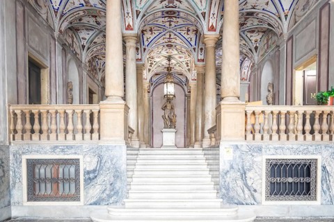 Genoa, Italy, 08 August 2023: interior of Gio Carlo Brignole Palace. Luxury ancient building, ca