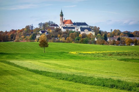 A view of Andechs monastery at Bavaria, Germany, Europe