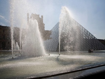 Courtyard of the Louvre with pyramid by Ieoh Ming Pei