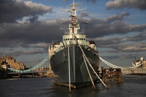 Tower Bridge in London, ship