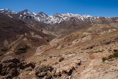 Oumassine-MGoun range from Timaratine, MGoun trek, Atlas mountain range, morocco