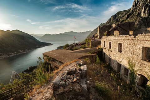 Bay of Kotor view from the hill above the town, Montenegro.