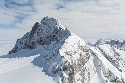 Wonderful view of the snow-covered Dachstein mountains
