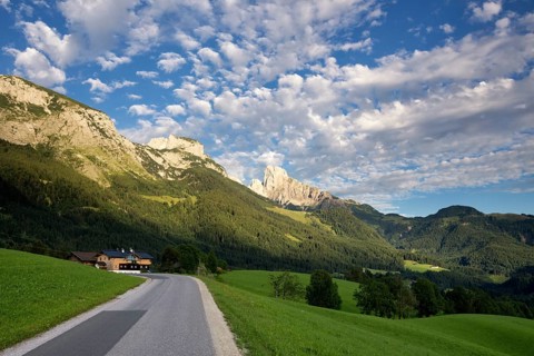 Hilly landscape with trrees near the Austria village Annaberg im Lammertal