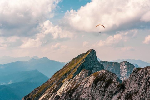 Panoramic view of Pilatus mountain in Switzerland, paragliding on Pilatus mountain