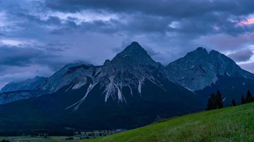 Traditional mountain fire and solstice fire near Ehrwald at the Tiroler Zugspitz Arena